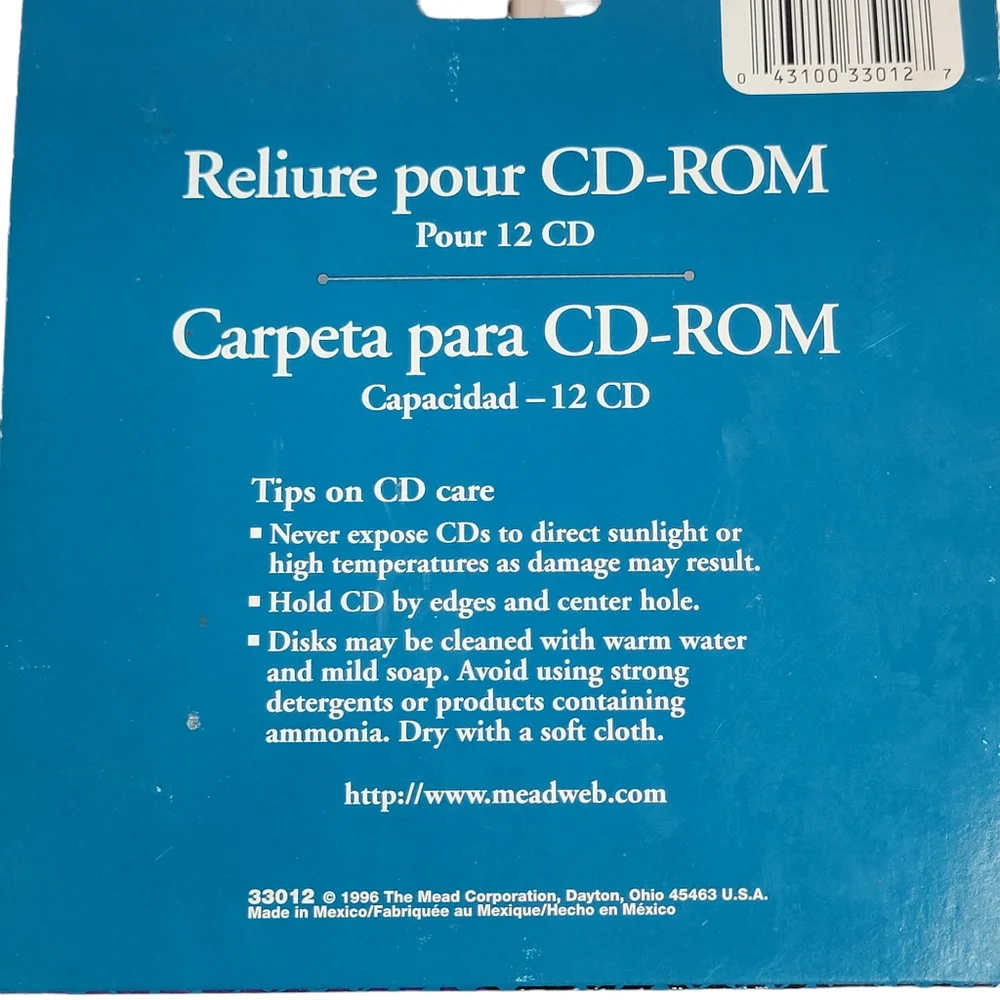 Mead CD-ROM Binder Compact Disc CD Storage Organization Case Holds 12 NIP